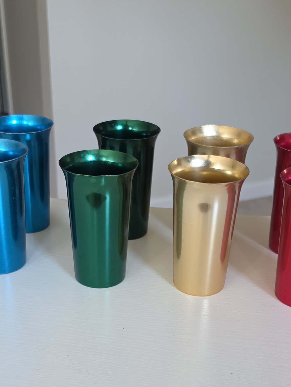 Color Craft Aluminum Tumbler Set 8pc 12 oz Stackable Flared Rim Multicolor